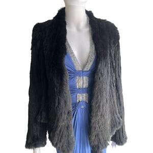Vintage Fur Coat Jacket Mink Black Long Sleeve Size Small
